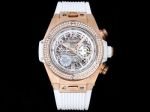 ZF Factory Hublot BigBang Rose gold steel case with White diamonds Watch